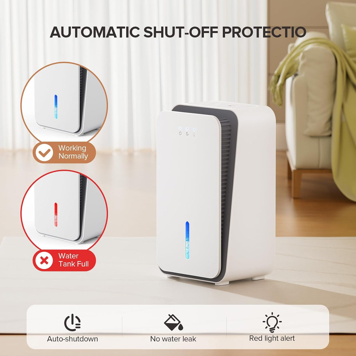 Dehumidifier, 1000 sq.ft Dehumidifier for Home with Auto Shut Off, Dehumidifier with Aromatherapy, Ultra-Quiet Sleep Mode, 7-Color Light for Bedroom Bathroom Basement Closet (CS08-White)