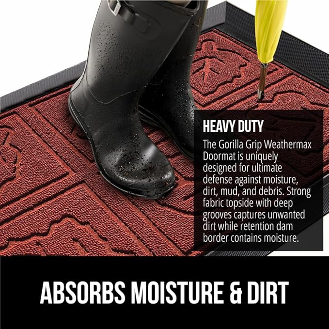 GORILLA GRIP 100% Waterproof All-Season WeatherMAX Doormat, US Designed Natural - Image 4