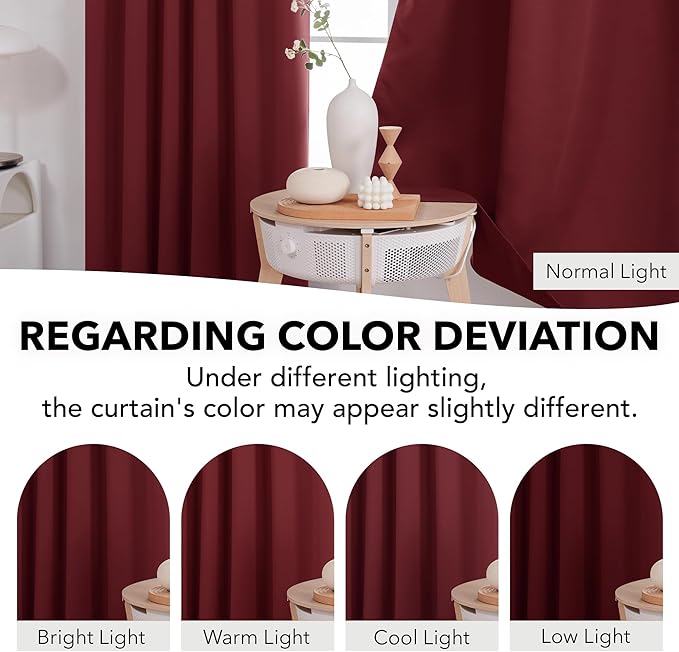 Deconovo Solid Back Tab and Rod Pocket Curtains Thermal Insulated Blackout - Image 6