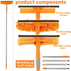 67" Window Squeegee for Window Cleaning with Extension Pole, 3-in-1