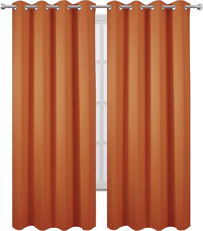 LEMOMO Blackout Curtains 66 x 84 inch/Orange Curtains Set of 2 Panels/Thermal - Image 2