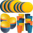 LIYH 48Pcs Multicolor Wheat Straw Dinnerware Set Plates And Bowls For 12