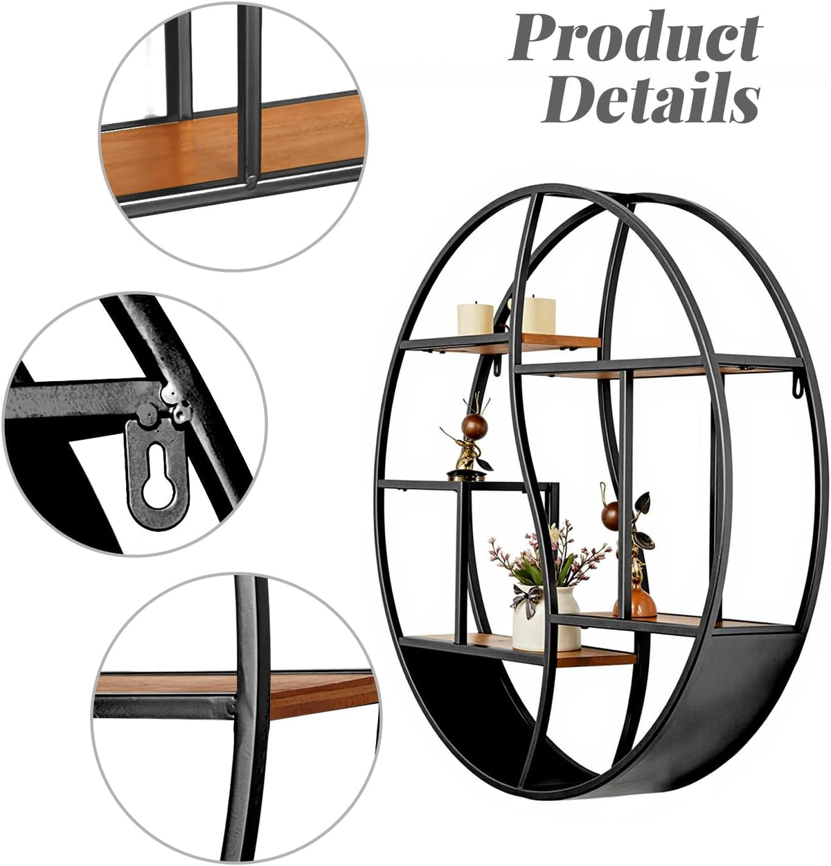 Round Wall Shelf,Decorative Circle Floating Shelves