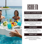 Floating Flower Tray, Single Piece, Lightweight Serving Holder for Drinks Snacks Small Items, Ideal for Summer Relaxation Outdoor Poolside Lounging Beach Parties and Gift Giving - 19.5" 12L White