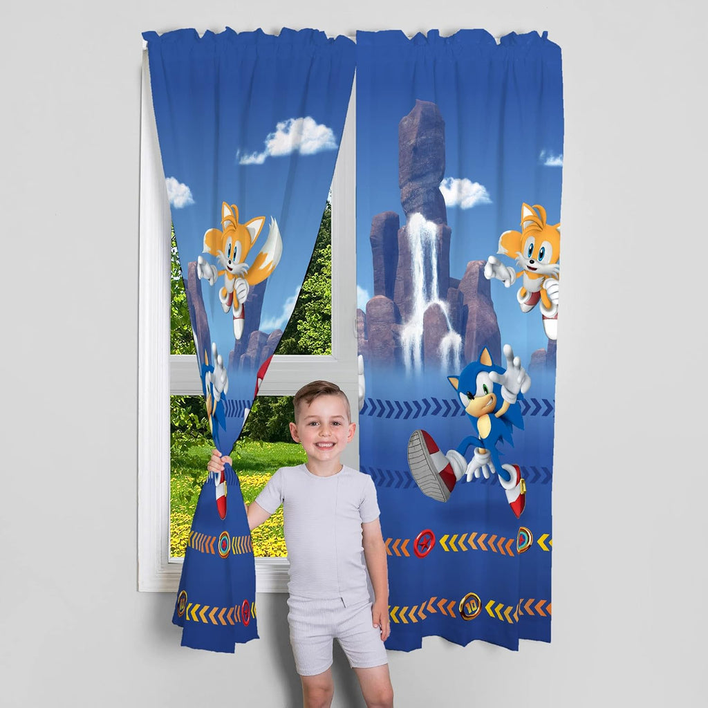 Sonic The Hedgehog Kids Room Window Curtain Panels Drapes Set, 82 In x 63 In, (Official) Sega Product By Franco, Prints May Vary