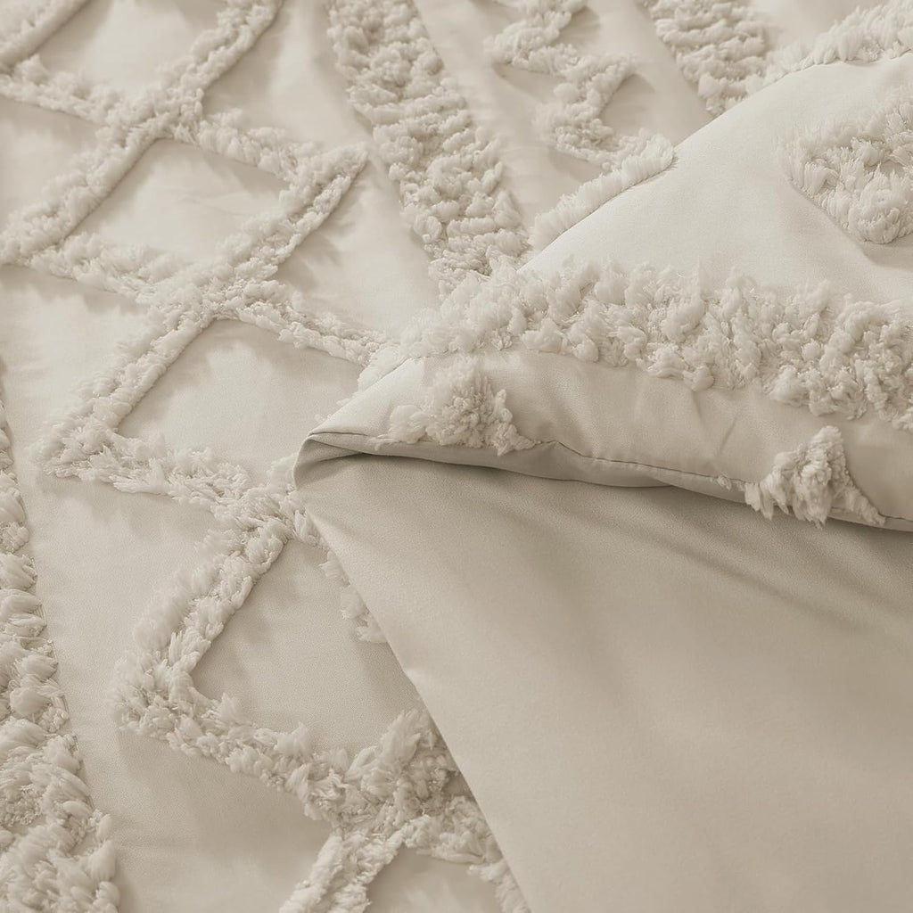 Queen Size Comforter Set- 7 Pieces Tufted Bed in a Bag Queen Bedding Sets