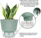 2024 Upgraded 5 Pack 6-Inch Self-Watering Planter Pots with Deep Reservoir for Indoor and Outdoor Plants with Planting Tools (Frosted Black)