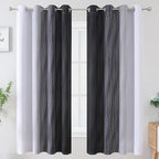Estelar Textiler Ombre Greyish White Black Blackout Curtains & Drapes 63 Inch - Image 2