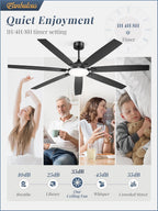 Fanbulous 72 Inch Large Ceiling Fans with Lights,Remote Control&3 Rods