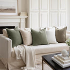 MIULEE Decorative Linen Euro Sham Pillow Covers 24x24 Inch Olive Green Boho - Image 5
