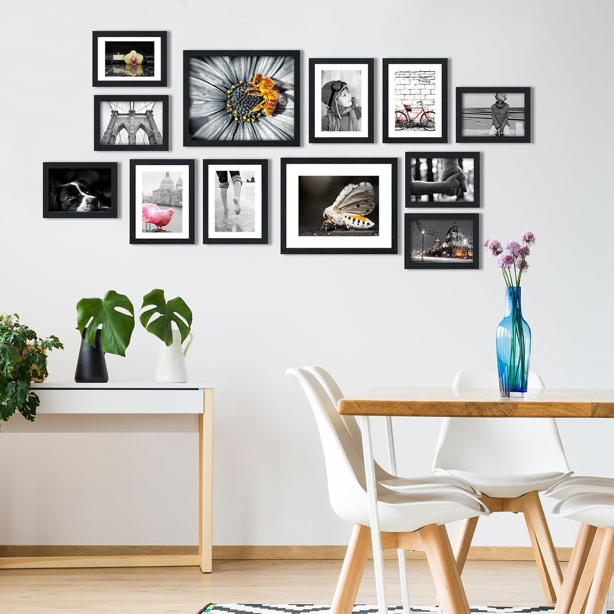 Fixwal Collage Picture Frames Set, 15 Pack, MDF, Black, 8x10, 5x7, 4x6