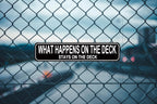 Funny Deck Metal Sign - What Happens on the Deck Stays Rustic Outdoor Wall Decor for Patio, Backyard & Porch 16x4 Inch