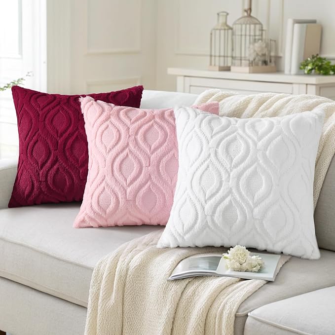 decorUhome Summer Throw Pillow Covers 20x20 Inch Set of 2, Soft Plush Faux Wool - Image 4