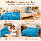 Electric Heated Blanket,Flannel and Sherpa,Throw 50x60 in,Ocean Breeze Blue