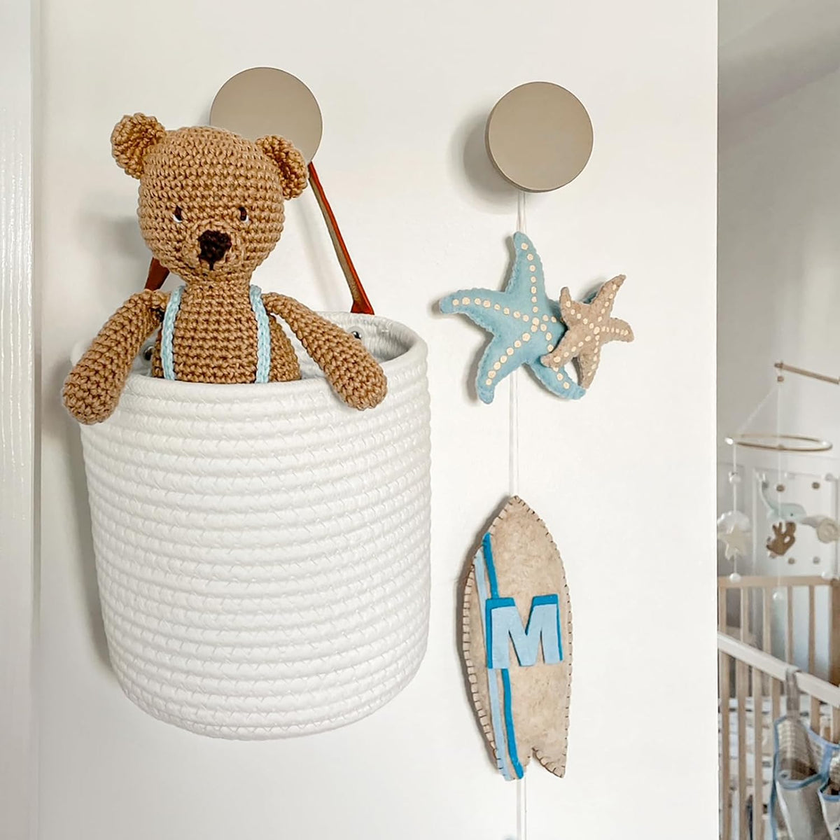 Goodpick 2 Pack Cotton Rope Wall Hanging Baskets for Home Decor