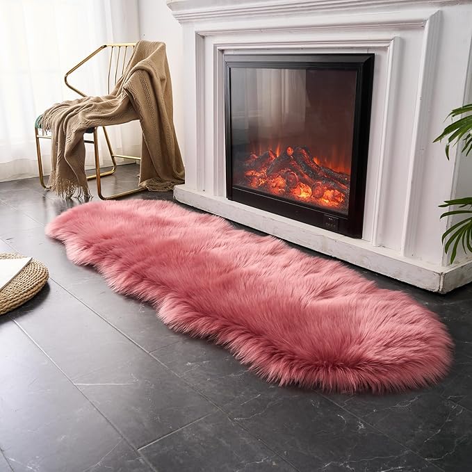 EasyJoy Ultra Soft Fluffy Shaggy Area Rug Faux Fur Rug Chair Cover Seat Pad - Image 2