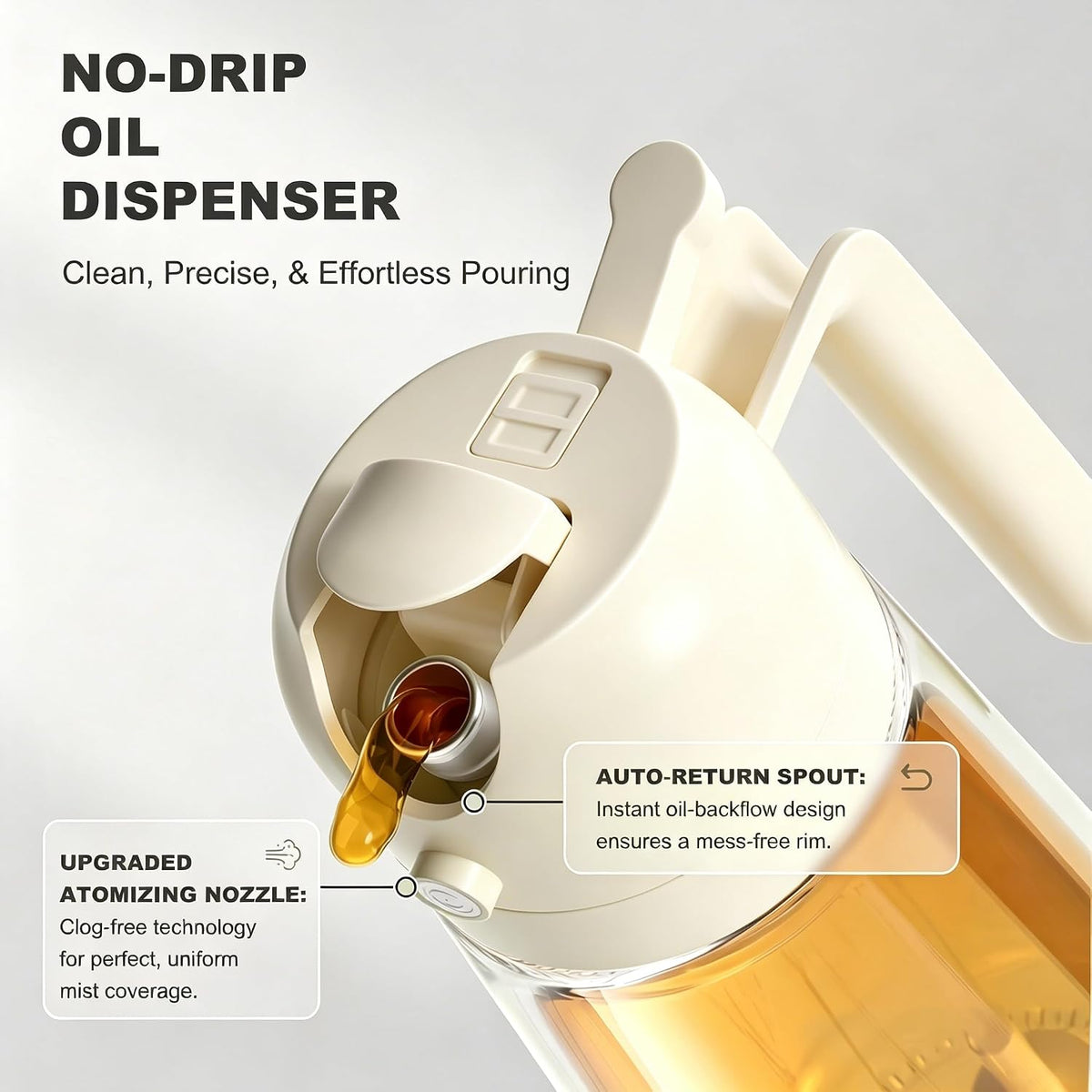 Pure Future 2-in-1 Olive Oil Sprayer for Cooking, Dispenser Bottle (White)