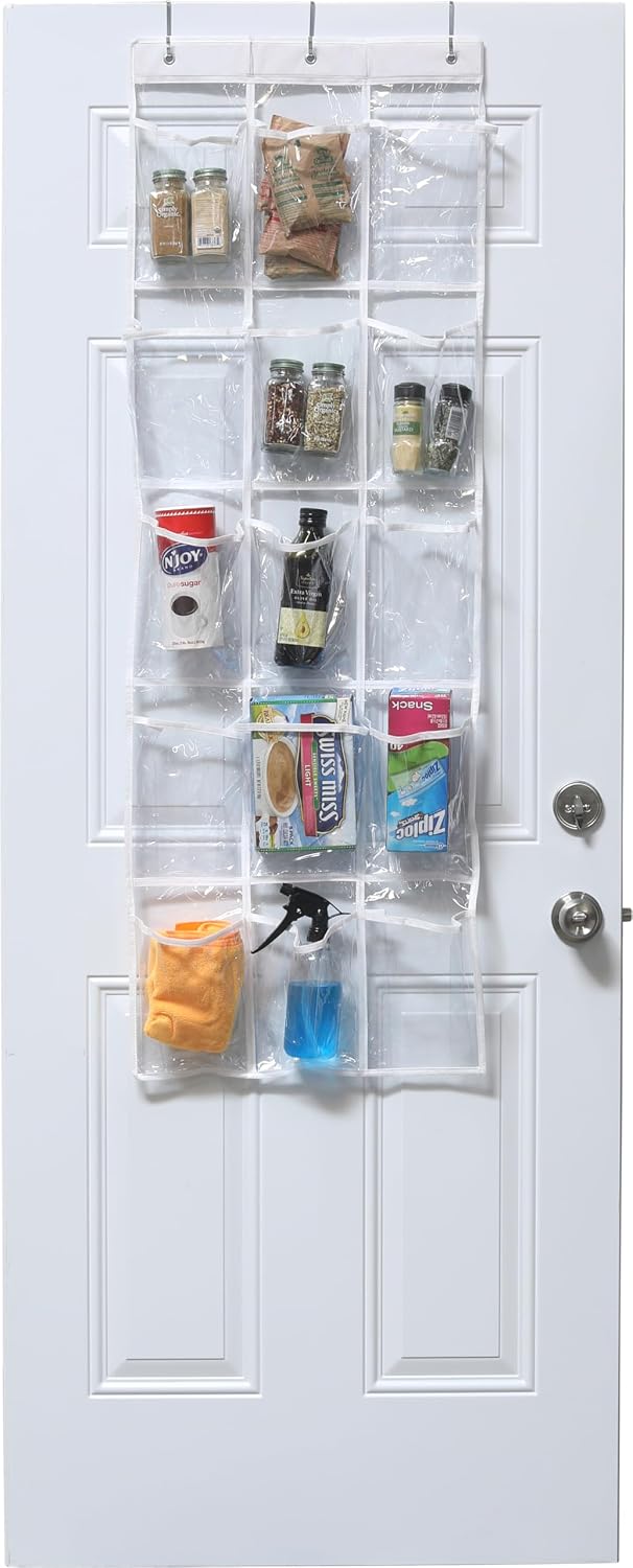 Simple Houseware 15 Pockets Clear Over the Door Pantry Organizer, 2 Pack