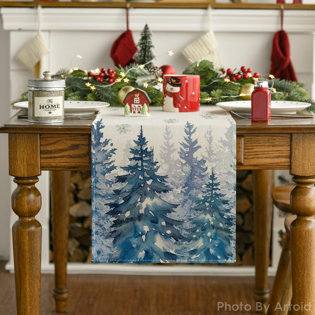 Artoid Mode Forest Hello Winter Table Runner Home Party Decor 13x108 Inch