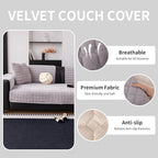 Velvet Couch Cover, Washable Sectional Sofa Cover, Anti Slip Sofa Slipcovers - Image 2