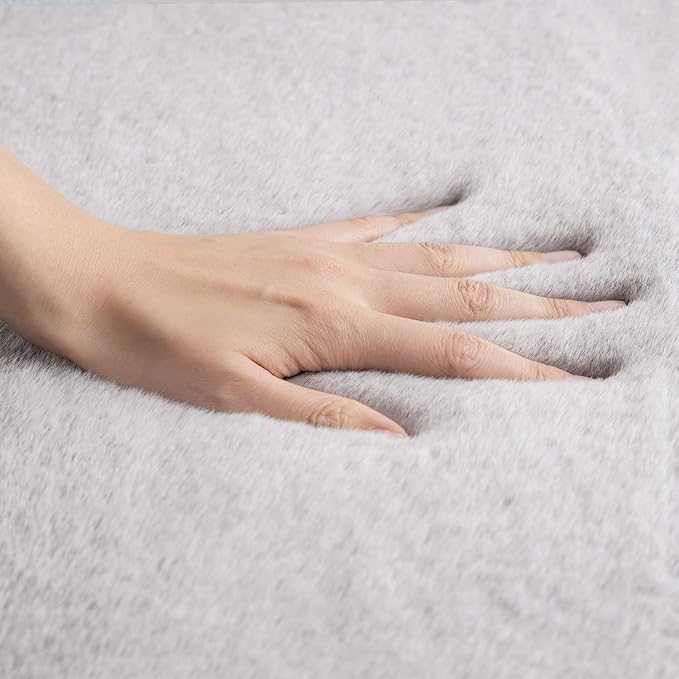 Ashler Faux Fur Rug, Ultra Soft Faux Rabbit Fur, 4 x 6 Feet Rectangle, Machine - Image 5