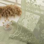 YJ YANJUN Vintage Lace Curtains 54 Inch Length-Victorian Floral Pattern Sage by YJYANJUN