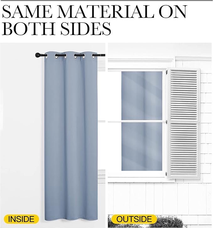 NICETOWN Vintage Blue Blackout Curtains 40 inches Length - Image 5