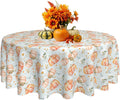 Thanksgiving Round Tablecloth 60 Inch Pumpkin Daisy Table Cloth Waterproof Heat Resistant Reusable Autumn Decorations Table Cover for Holiday Kitchen Dinning Party Decor