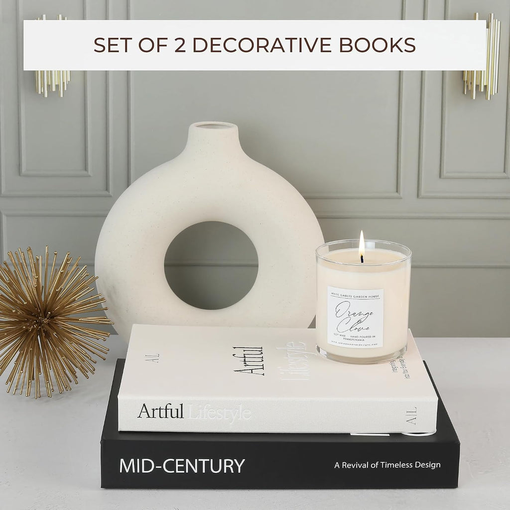 Aesthetic Decorative Books Set of 2 - Stylish Boxes for Coffee Table Decor