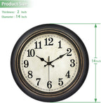 45MinST 14 Inches Retro Wall Clock, Silent Non Ticking Battery Operated Movement, Home/Wall Decor, Easy to Read, Decorate Bedroom/Living Room/Office with Arabic/Roman(Arabic)