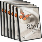 MANTELLO ESSENTIALS 8.5 by 11 picture frame 6 PACK 8.5 x 11 frame Front Loading picture frames 8.5 x 11 Pictures Documents Certificates Diplomas, And More