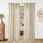 LAMIT Natural Linen Curtains for Living Room, 80 inch Length Light Filtering by LAMIT