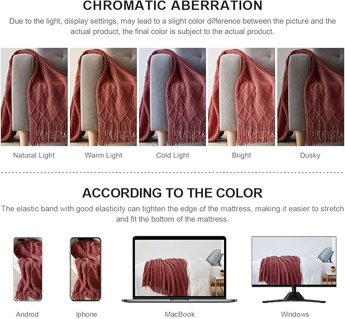 BOURINA Burgundy Throw Blanket 50x60 Inches Throw Textured Solid Soft Sofa - Image 7