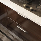 Edge Finger Tab Pulls for Cabinets Invisible Kitchen Concealed Aluminum Flat Hidden Drawer Pull Easy to Install Pack of 10 Brushed Nickel 11.81 inch 300mm Overall Length Easy Installation