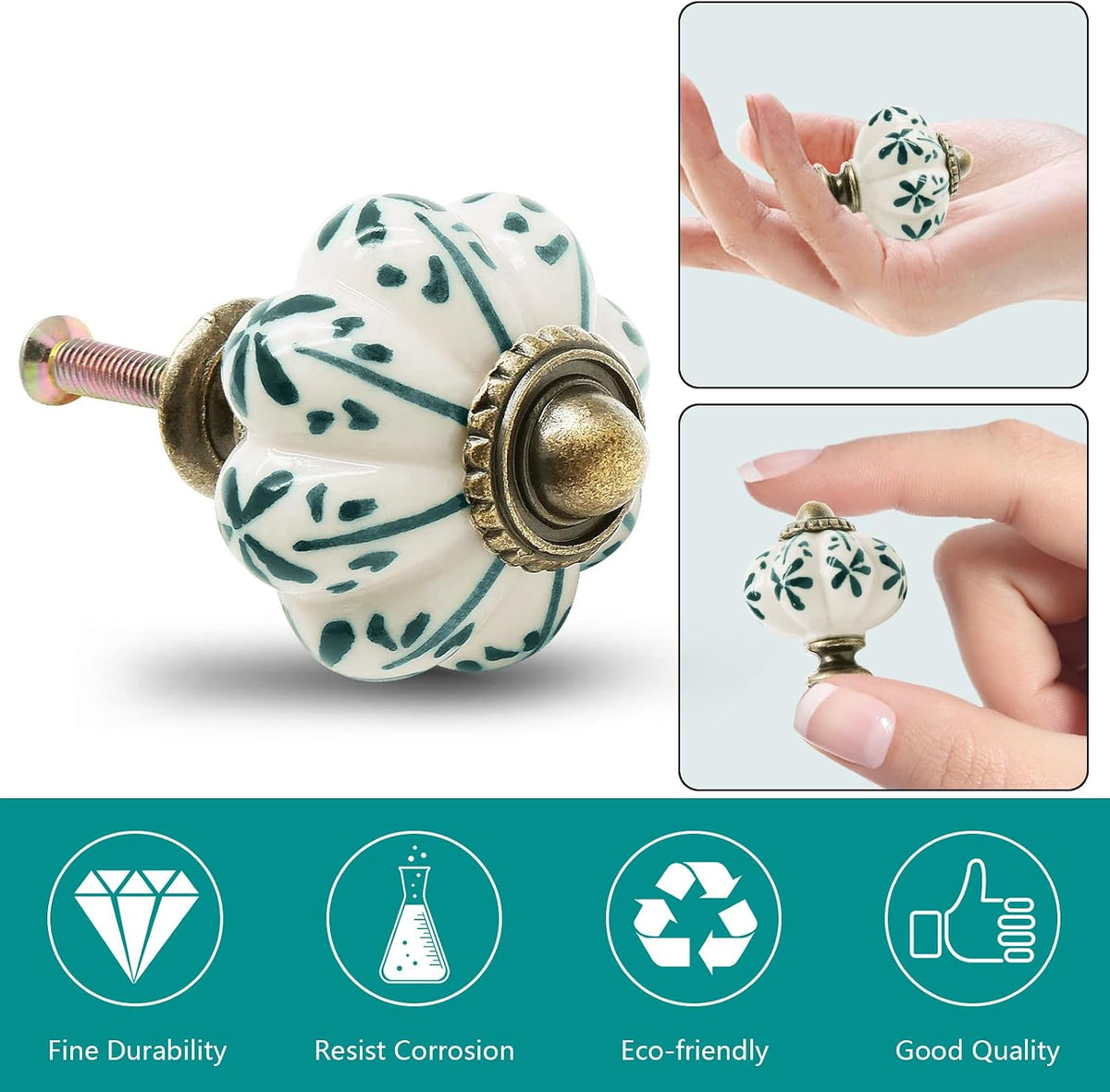 12pcs Ivory Pumpkin Knobs, Leaf Pattern Cabinet Knobs