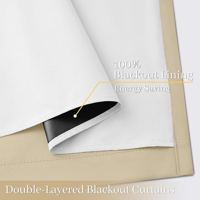 Yakamok 100% Blackout Curtain Panels 72 inches Cold and Light Blocking Drapes - Image 4