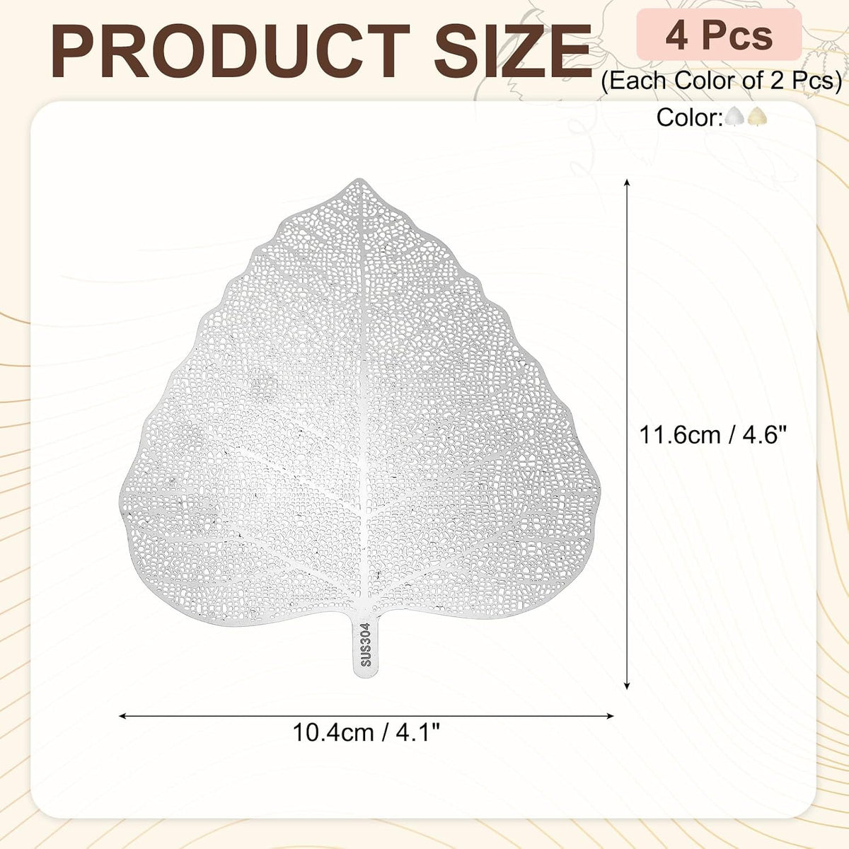 uxcell Stainless Steel Drink Covers Leaf Shape Wine Glass Covers 4Pcs