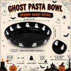 4 Pcs Halloween Ghost Ceramic Pasta Bowls Microwave & Dishwasher Safe, 40oz