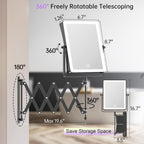FASCINATE 8.7" 5000mAh Rechargeable Wall Mounted Makeup Mirror (Black)