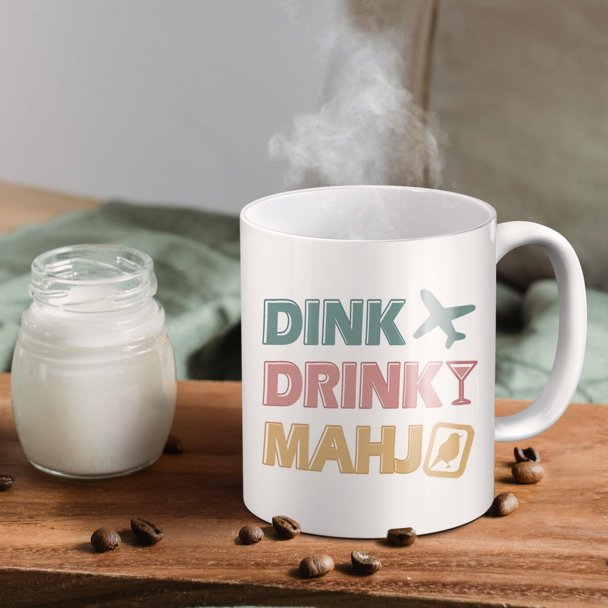 Funny Trendy Mahjong Mug, Gifts for Mahjong Lovers Players Coffee Cup Ceramic, Couples Gifts for Him and Her Ceramic Coffee Tea Mug 11 oz