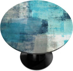 Pardick Teal Flower Round Fitted Tablecloth Mandala Floral Round Table Cover with Elastic Waterproof Wipeable Circle Outdoor Table Cloths for Party Patio Kitchen Decor Fit 40"-44" Tables Pad