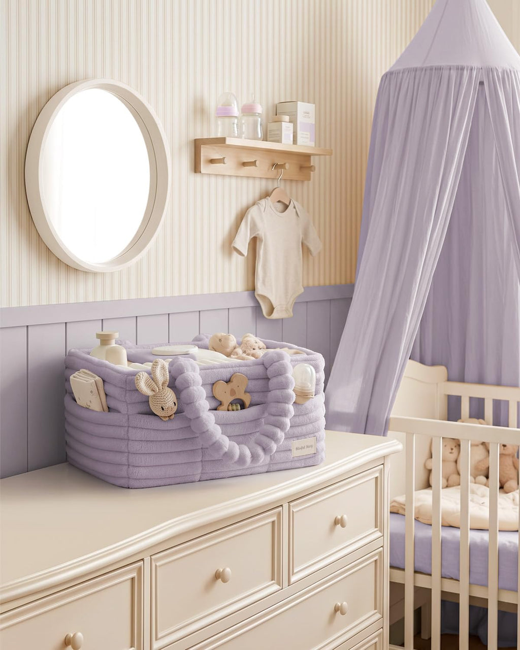 Blissful Diary Flannel Diaper Caddy Organizer & Gift Packaging,Light Purple