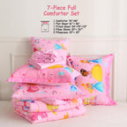 lasoftan Kids' Princess Bedding Set, Pink Princess, Full, 7-Piece