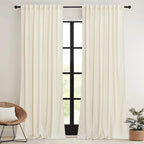 RYB HOME Ivory White Velvet Curtains 72 inches - Image 2