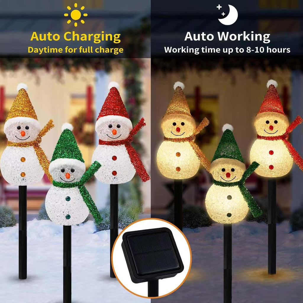 3PCS Solar Christmas Decorations Outdoor, Solar Pathway Stakes Lights