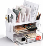 LALOBLUE White Vertical File Organizer, 4 Section Magazine Holder for Desk