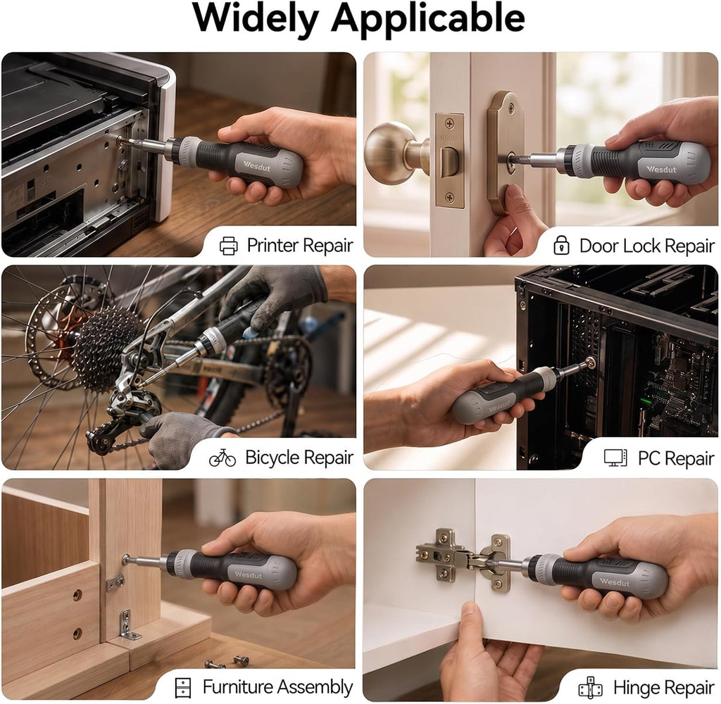 Wesdut 13in1 Multi Ratchet Screwdriver Set Tool All in One, [Built to Last]