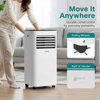 SereneLife Small Air Conditioner Portable 10,000 BTU with Built-in Dehumidifier - Portable AC unit for rooms up to 450 sq ft - WiFi app + Remote Control, Window Mount Exhaust Kit