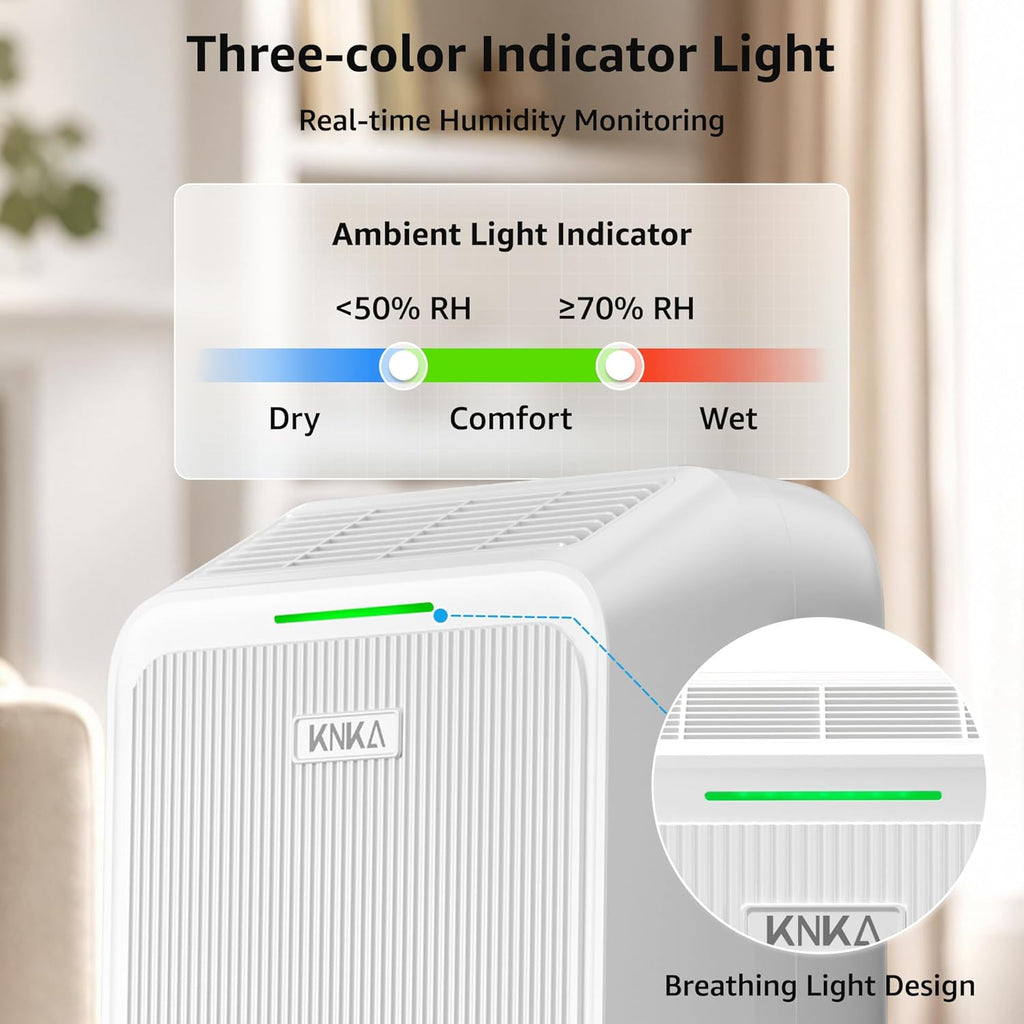 KNKA 2500 Ft² Max 34 Pints Dehumidifier for Basement with Drain Hose, White