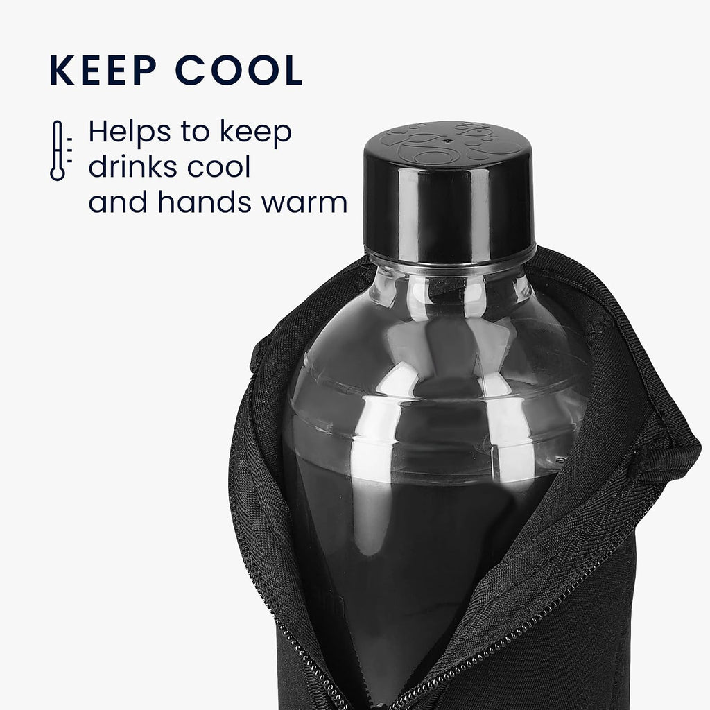 kwmobile 2x Neoprene Cover for SodaStream Bottle Cooler - Protective Sleeve with Zip, Glass Carafe Protector, Insulated Wrap in Black/Blue